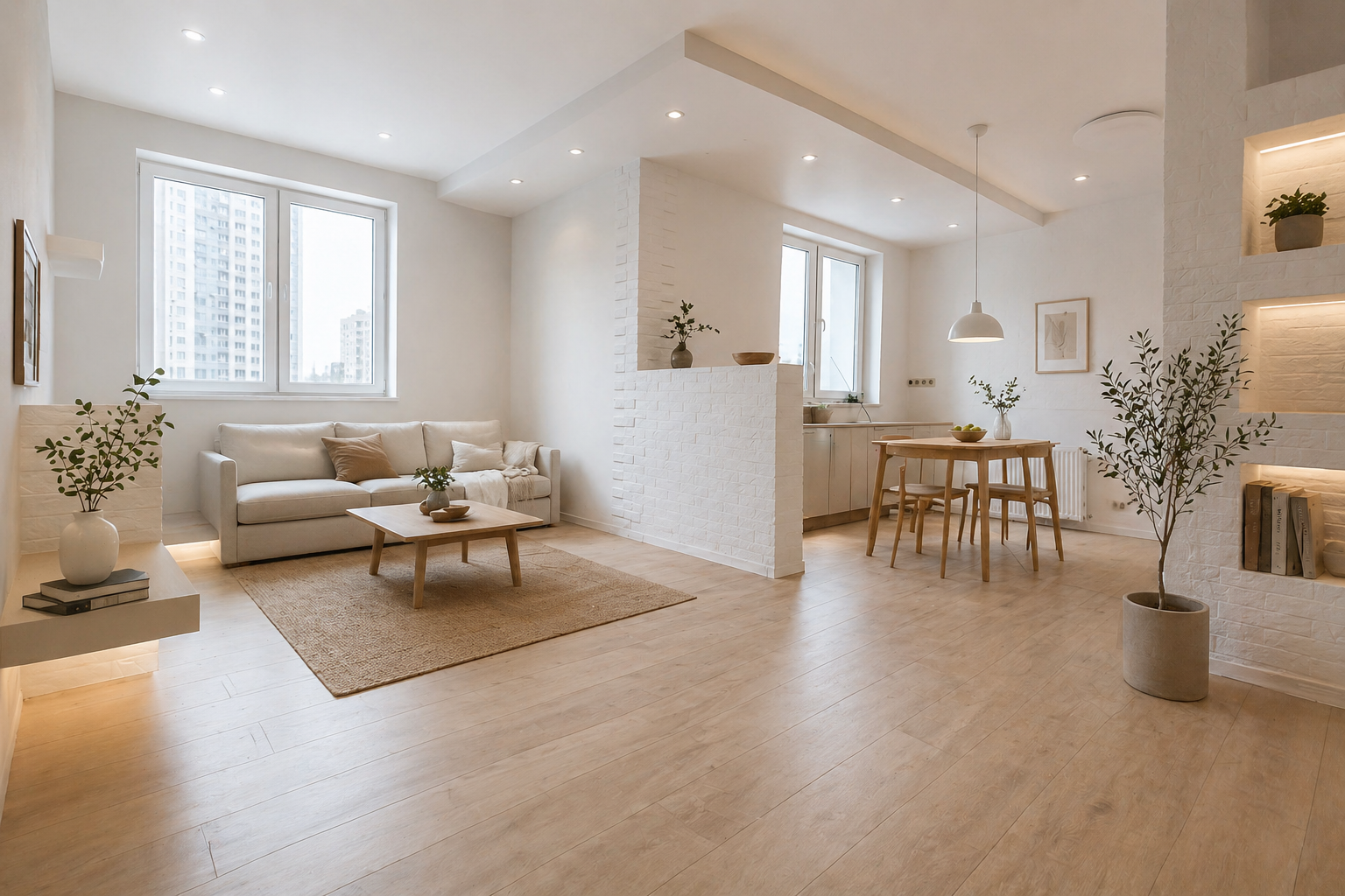 Before and after of an AI renovation render